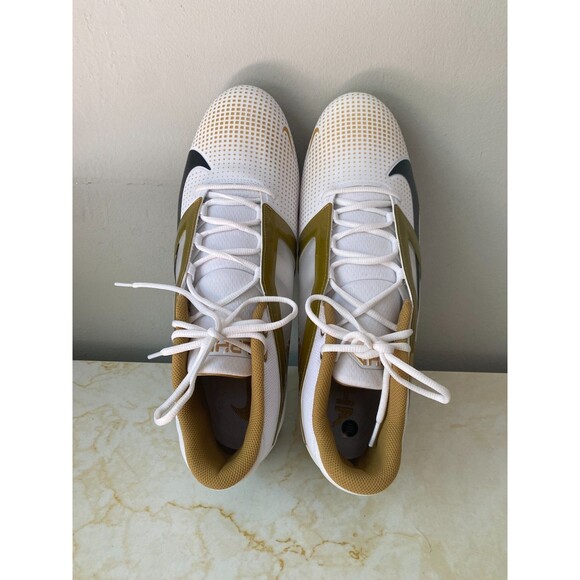Rare PlayerMens Nike Alpha Menace Pro 4 P TD Football Cleats Size 17  WHITE/GOLD main image 5